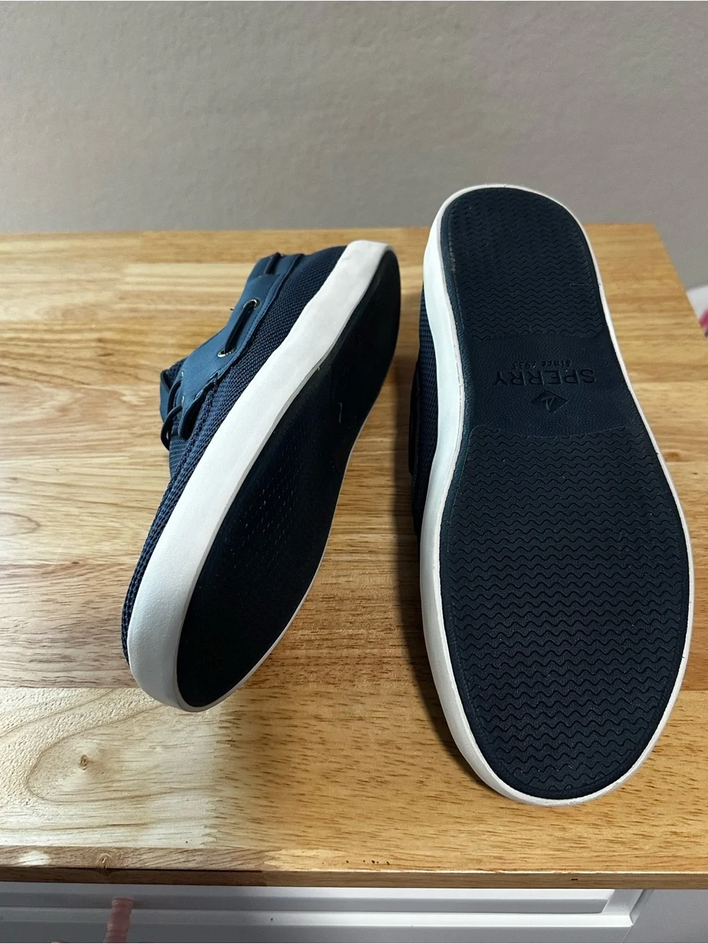 New! Sperry Navy Mesh Boat Shoes with White Sole